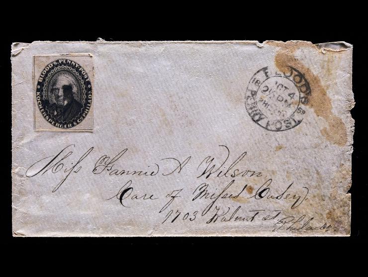 D.O. Blood & Co., 15L18, 1c Black with Numeral "1" in Oval Handstamp Cancel on 1859 Cover