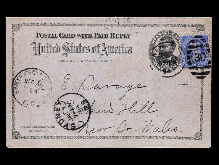 Philadelphia & Reading Railway Company 1912 Postcard, to New South Wales, Australia