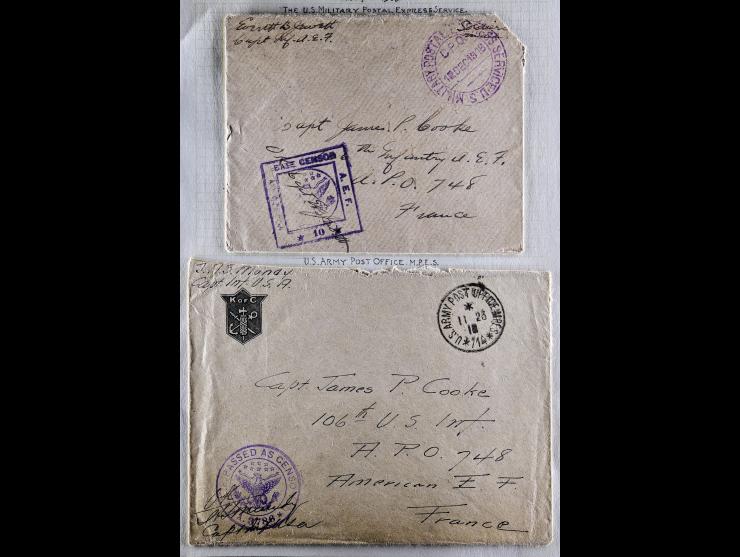 U.S. Army Postal Services, Pair of WWI A.E.F. Soldier's Covers to France with Censor Markings