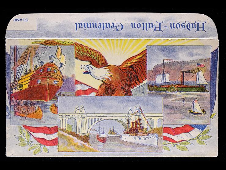 1909 Hudson-Fulton Centennial Multicolor Design Front and Back, Unused