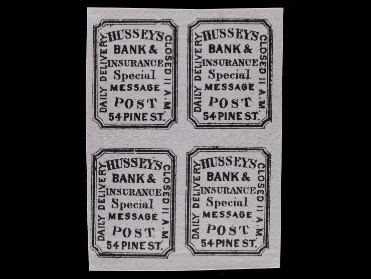 Hussey's Post, Black on Laid Paper, 87L47, Unused