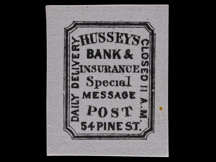 Hussey's Post, Black on Laid Paper, 87L47, Unused