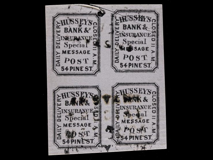Hussey's Post, 1872, Black on Laid Paper, 87L47, Used