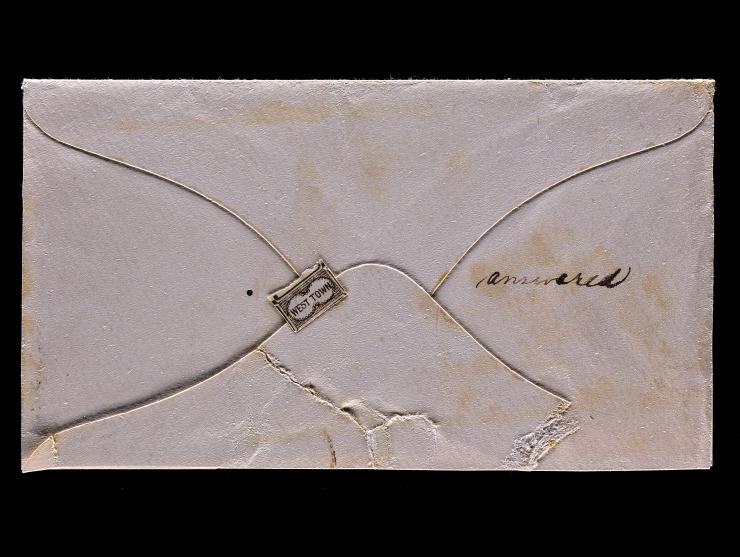 Westtown School, 145L2, 2c Gold, Type VI, Used on Reverse of Cover with #65 3c Dull Red