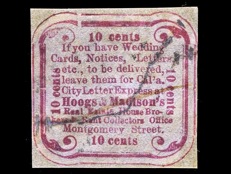 California City Letter Express Co., 33L7, 10c Red, Third Setting, Light Pen Cancel