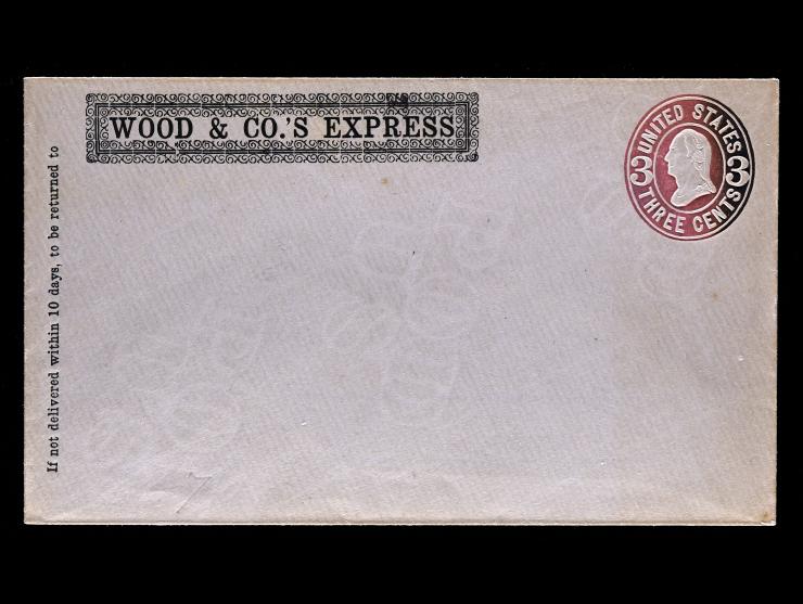 Wood & Co.'s Express, Haller FW16 Type 3 Printed Frank on Unused U58, 3c Pink on Buff