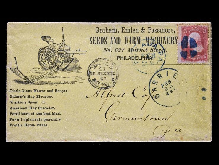 Blood's Type 10 Handstamp on Illustrated Advertising Cover with #94 "F" Grill