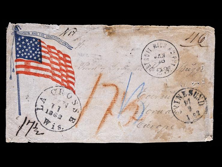 Union and the Constitution, Patriotic Cover Front to Norway via Prussian Closed Mail