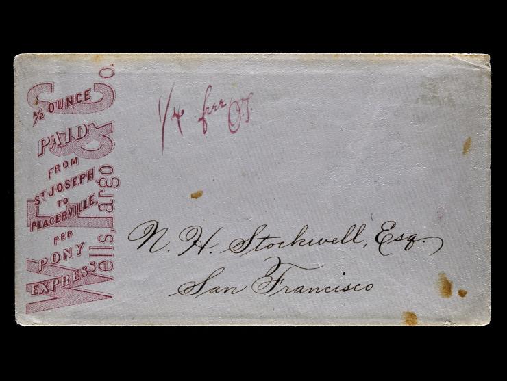 Wells, Fargo & Co. Eastern Transcontinental Pony Express Frank, Type I (WFE-097), "Free" Company Use to Official N. H. Stockwell