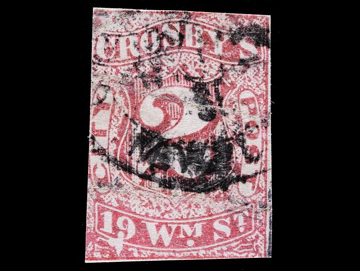 Crosby's City Post, 2c Carmine, 54L1, Used, with Black Company Cancel
