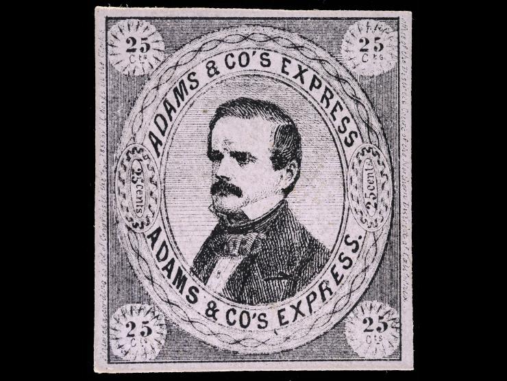Adams & Co.'s Express, 1854, 25c Black on Pink, 1L3, Unused