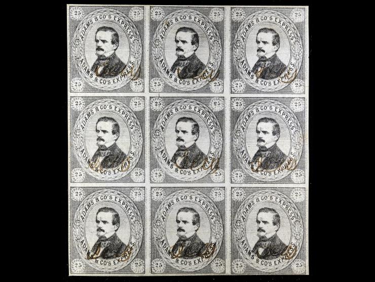 Adams & Co.'s Express, 1854, 25c Black, TYPE II, 1L2, Unused