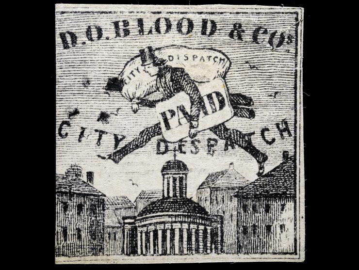D. O. Blood & Co., 1847, 2c Black, 15L6, Unused
