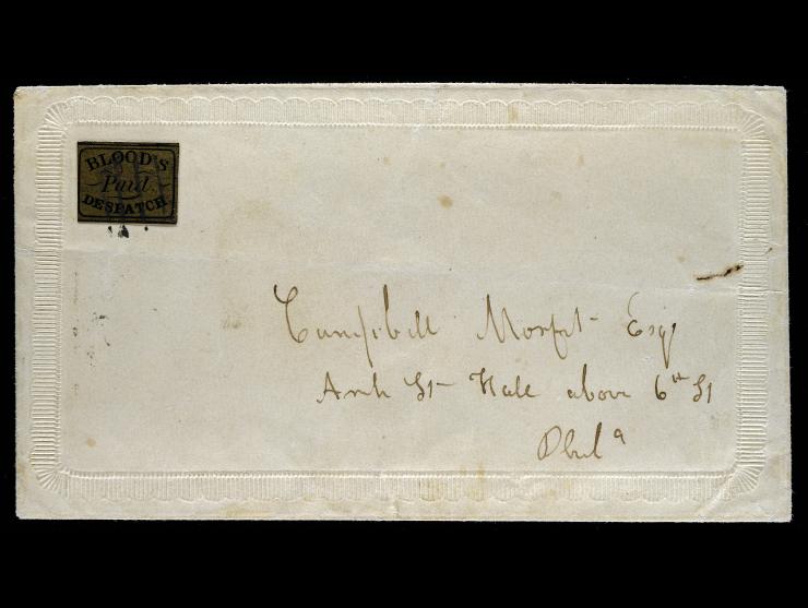 Blood's City Despatch, 1848, 2c Gold on Black, 15L12 on local cover