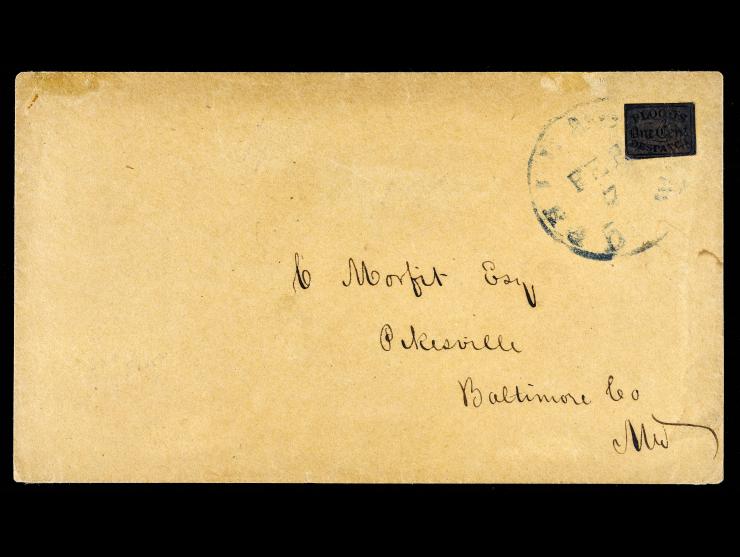 Blood's City Despatch, 1848, 1c Bronze on Black, 15L13, on Cover