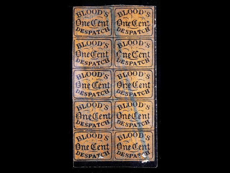 Blood's City Despatch, 1848, 1c Bronze on Black, 15L13, Unused