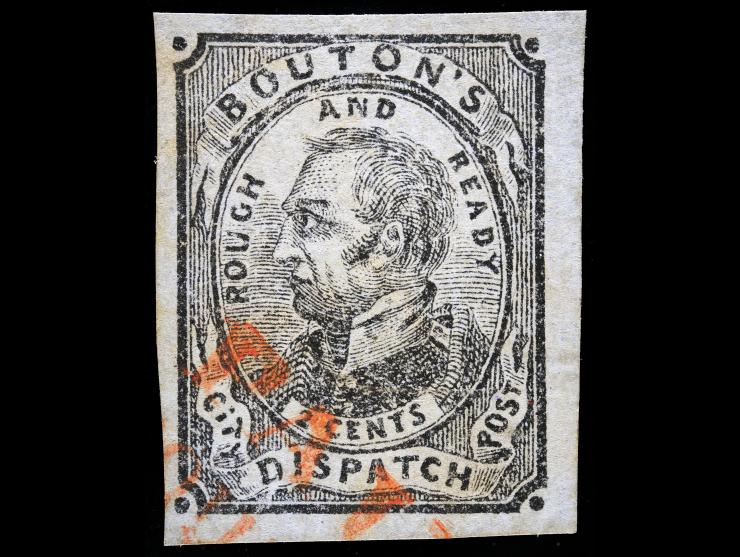 Bouton's City Dispatch Post, 1848, 2c Black on Gray Blue, 18L2, Used
