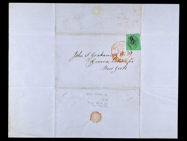 Boyd's City Express, 1845, 2c Black on Green, 20L4, on Folded Letter