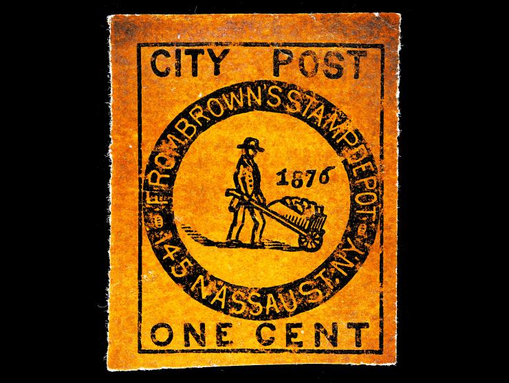 Brown's City Post, 1877, 1c Black on Vermilion, 31L5, Unused