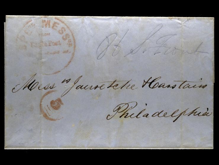 Eagle Post, Type G Handstamp with matching "5" in circle on Folded Letter