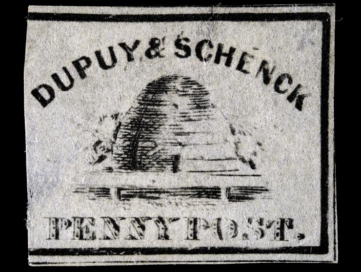 Dupuy & Schenck, 1846 1c Black on Glazed, 60L1, Unused