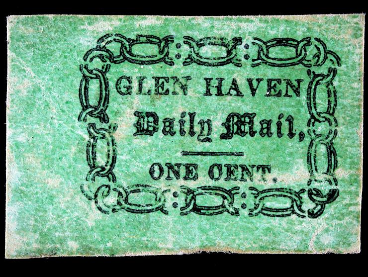 Glen Haven Daily Mail, 1854, 1c Black on Green, Unused