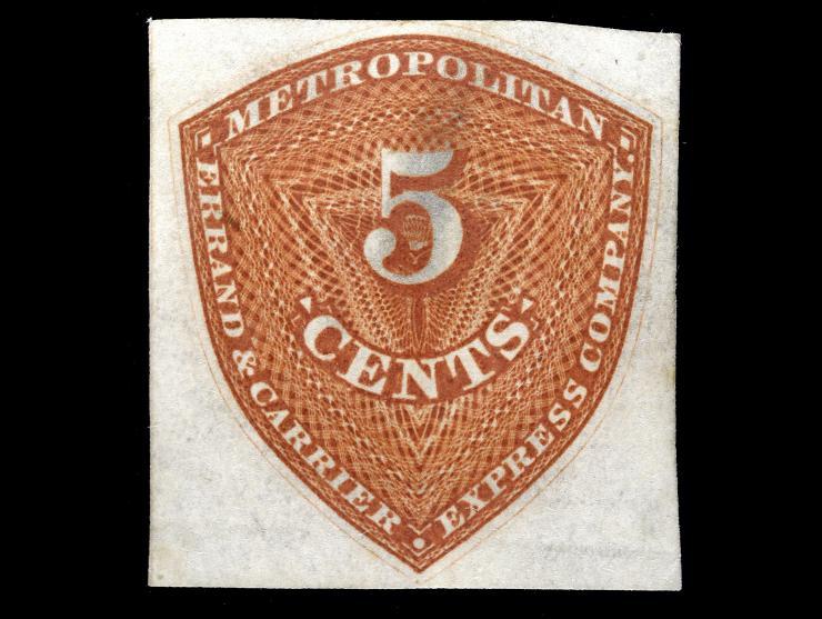 Metropolitan Errand and Carrier Express Co., 1855, 5c Red Orange, 107L2, Unused