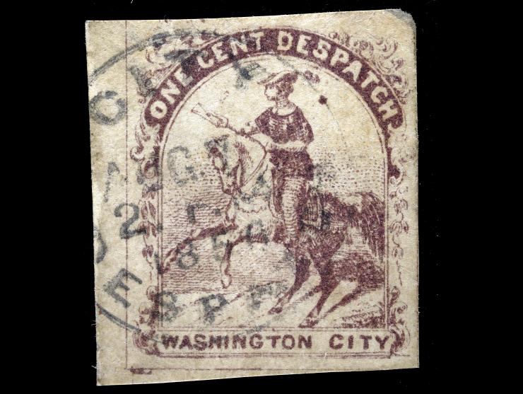 One Cent Despatch (Wiley), 1856, 1c Violet, 112L1 used with black "City Despatch" cds