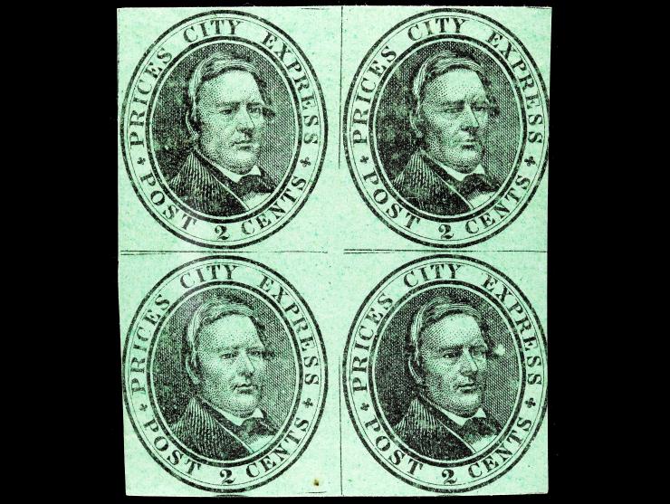 Price's City Express, 1857, 2c Black on Green, 119L3 Unused