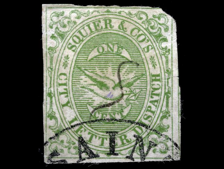 Squier & Co. City Letter Dispatch ,1859, 1c Green, 132L4, Used