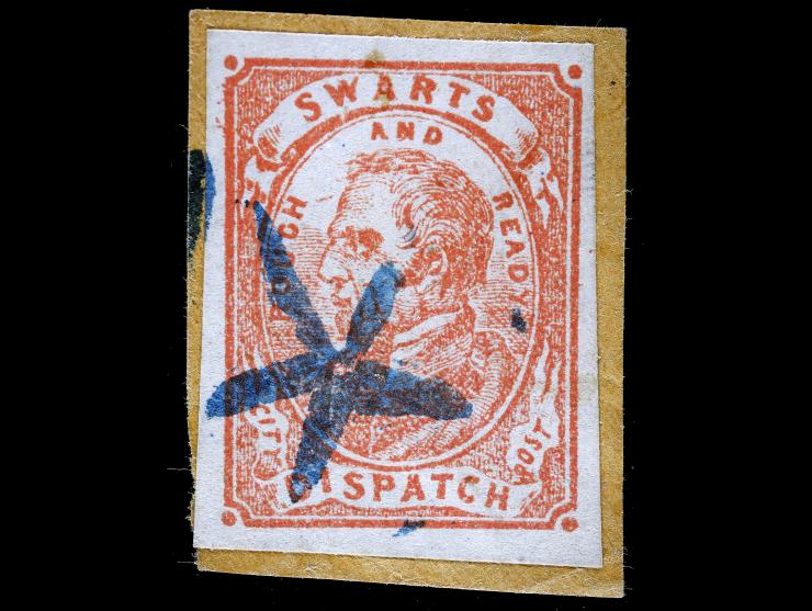 Swart's City Dispatch Post ,1849, 2c Red, 136L4, Used on Piece with 5-Sided Star Handstamp with PF certificate