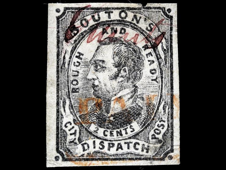 Swart's City Dispatch Post ,1849,1c Black on Gray Blue, 136L13, Used with manuscript Swart's with PF Certificate