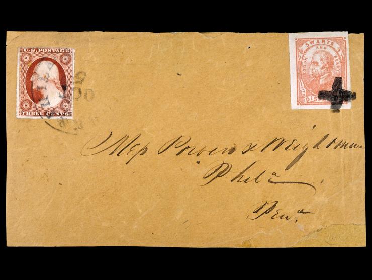 Swart's City Dispatch, 1849, 2c Pink, 136L3 with 3c 11 on cover with PF certificate