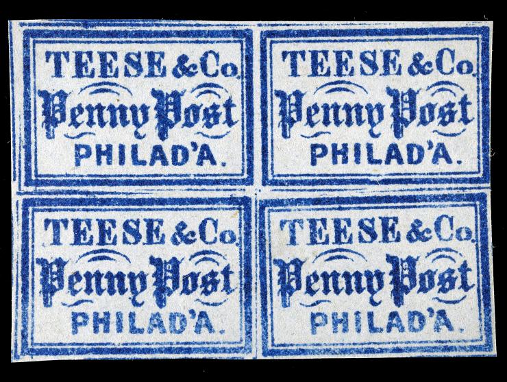 Teese & Co. Penny Post, 1852, 1c Blue on Bluish, 137L1, Unused
