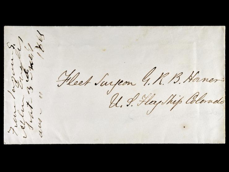 Cover carried out-of-the mails, to the Surgeon of the Fleet G. R. B. Horner at Key West, Florida, aboard the USS St. Lawrence.