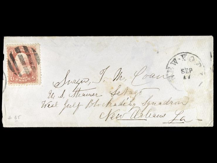 Cover addressed to Surgeon aboard the USS Sebago, West Gulf Blockading Squadron, New Orleans