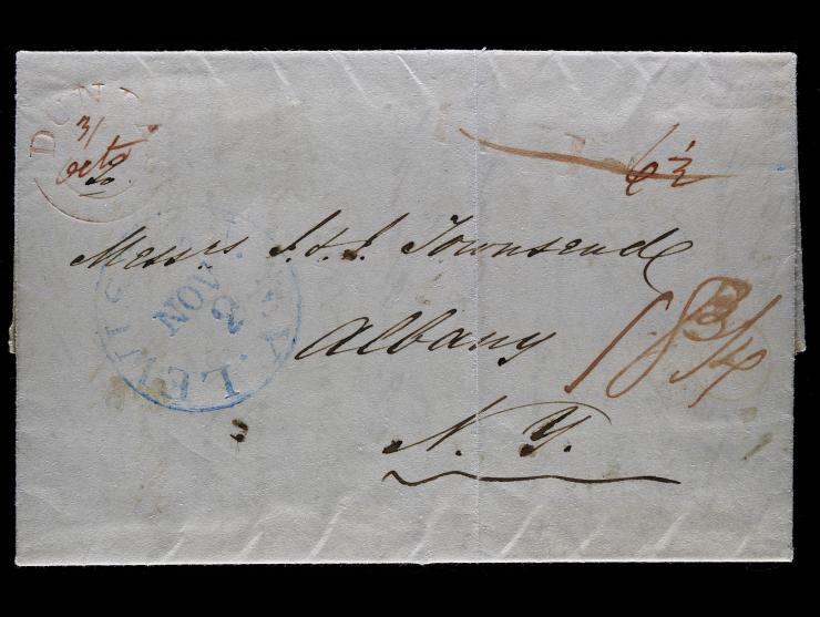 1836 Cross Border Ferriage, Dundas, Canada to Albany, NY, 18 3/4 Postage Due