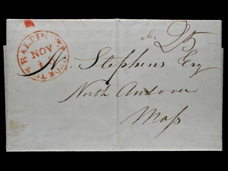 1838 Baltimore Railroad Folded Letter, 25c "ch"arged