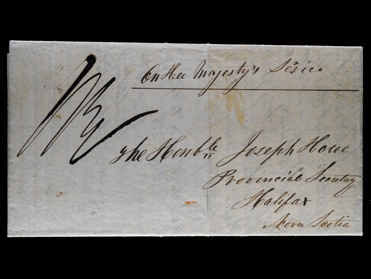 1848 Folded Letter, Sydney Cape Breton Island to Halifax, Nova Scotia