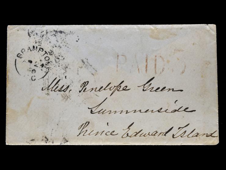 1860 Canada West to Prince Edward Island, "PAID 5" Handstamp