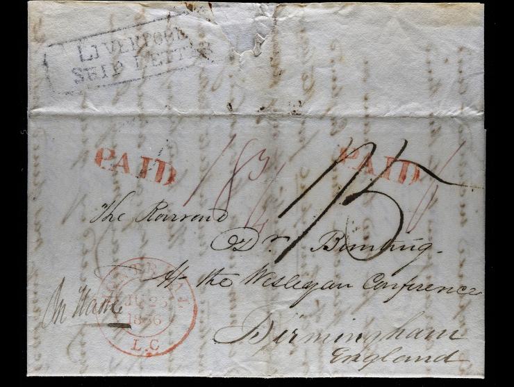 1836 Liverpool Ship Letter, Montreal, Canada to Birmingham, England via Liverpool