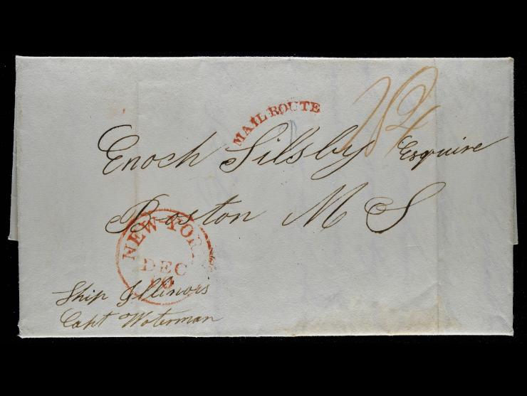 MAIL ROUTE marking, 1828 Folded Letter to Boston