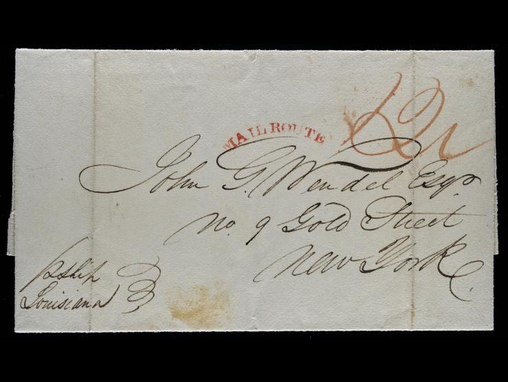 MAIL ROUTE marking, 1828 Folded Letter to New York