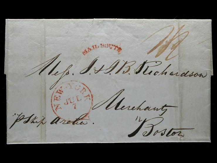 MAIL ROUTE marking, 1828 Folded Letter to Boston