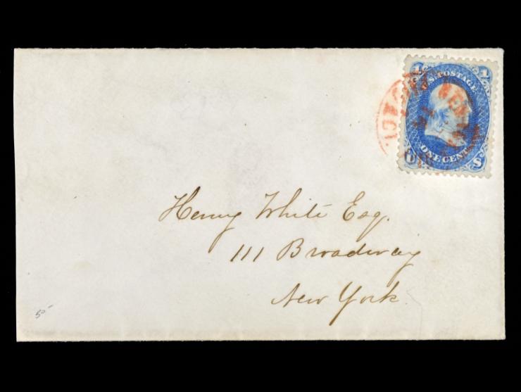 #24 1c Blue on Cover to New York