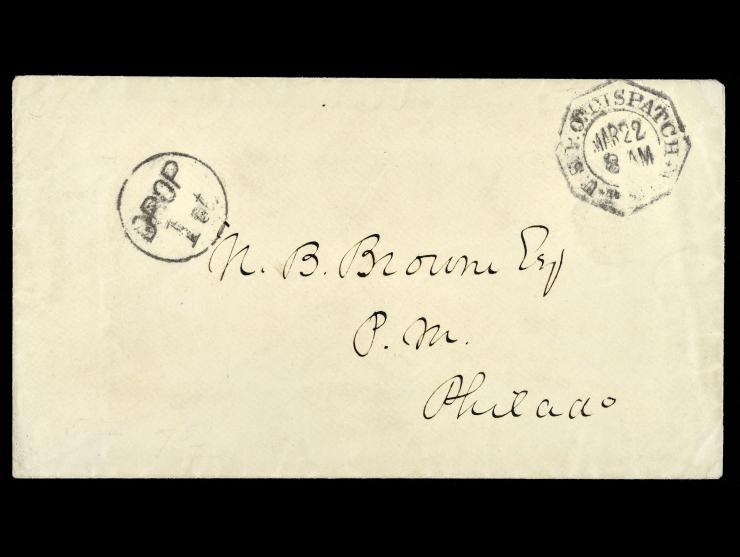 U.S. P.O. Dispatch Philadelphia Carrier cds with "Drop 1c" on 1861 Stampless Cover