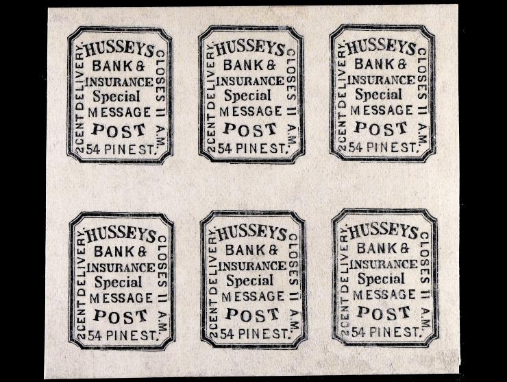 Hussey's Post, Block of 6, Forgery A