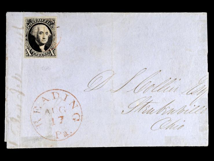 1847, #2 10c Black, on Cover to Ohio