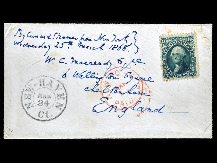 Cover from Legendary English novelist, Charles Dickens, to English Actor William Macready