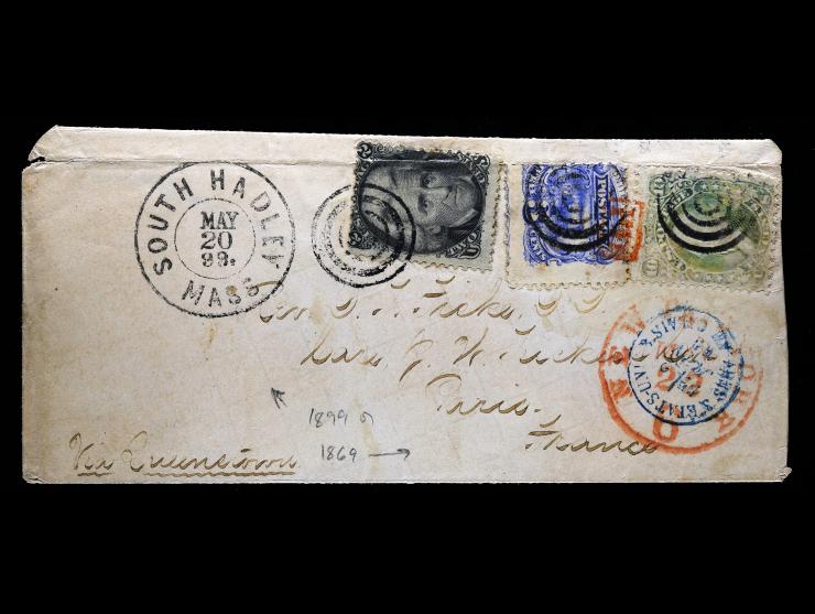 #68, #73, & #114 on Cover From South Hadley, Mass to Erie, France